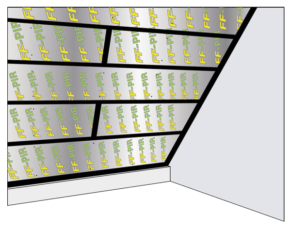 finnfoam, ff-pir Після висихання клей-піни або герметики, всі примикання та стики ( зі стінами, вікнами, димоходом та іншими конструкціями) між панелями додатково герметизуються паронепроникною стрічкою ( може бути алюмінева стрічка гириною 50 мм.)