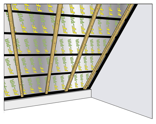 ff-pir, finnfoam Дерев'яні або металеві елементу каркасу монтуються поверх панелей FF-PIR.